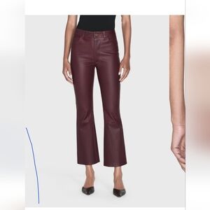 FRAME burgandy leather crop Jeans